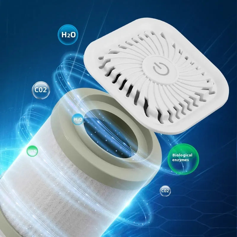 Mini USB-powered car air purifier in black and white colour options for removing smoke and dust in small spaces.