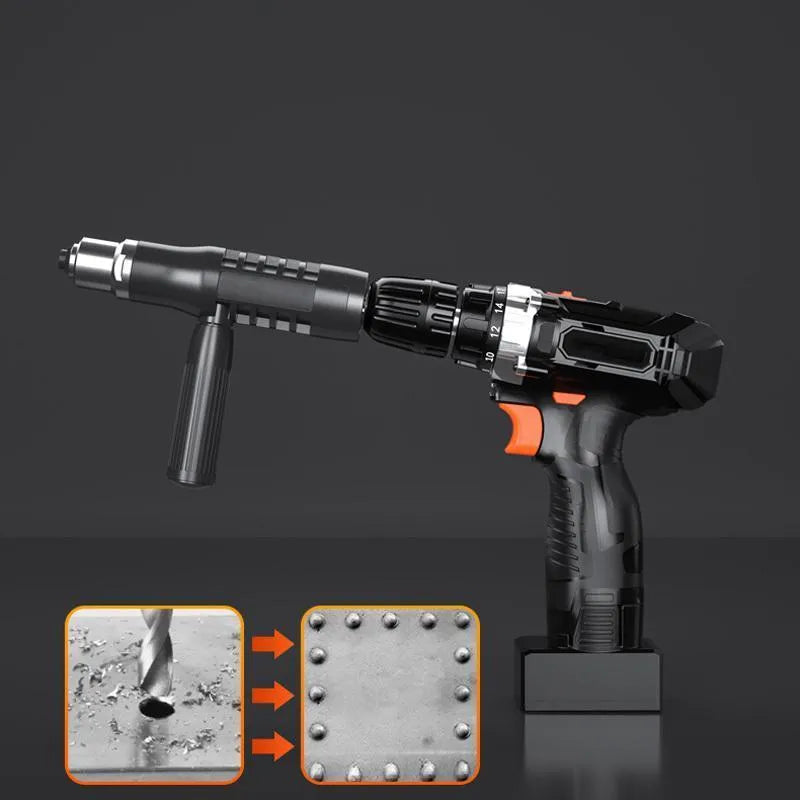 Alloy steel electric drill rivet gun adapter with four interchangeable heads