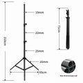 Adjustable mobile phone tripod light stand in frosted finish with height options from 1.6m to 2.1m