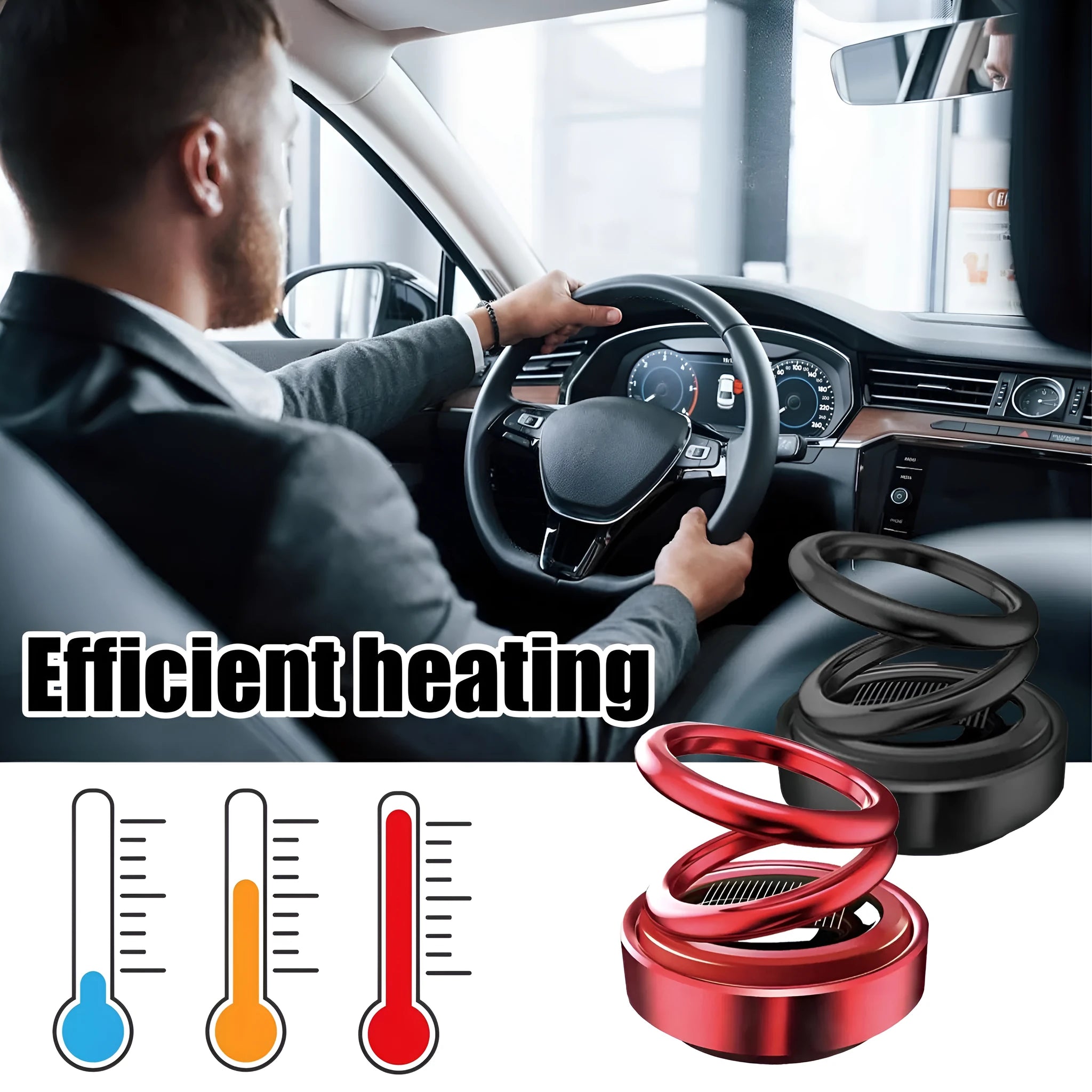 Black and red portable miniature vibration radiator measuring 5.1cm by 6cm for car heat dissipation