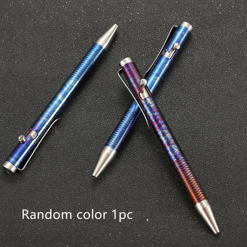 Titanium alloy tactical ballpoint pen with gun bolt handle and phantom colour finish