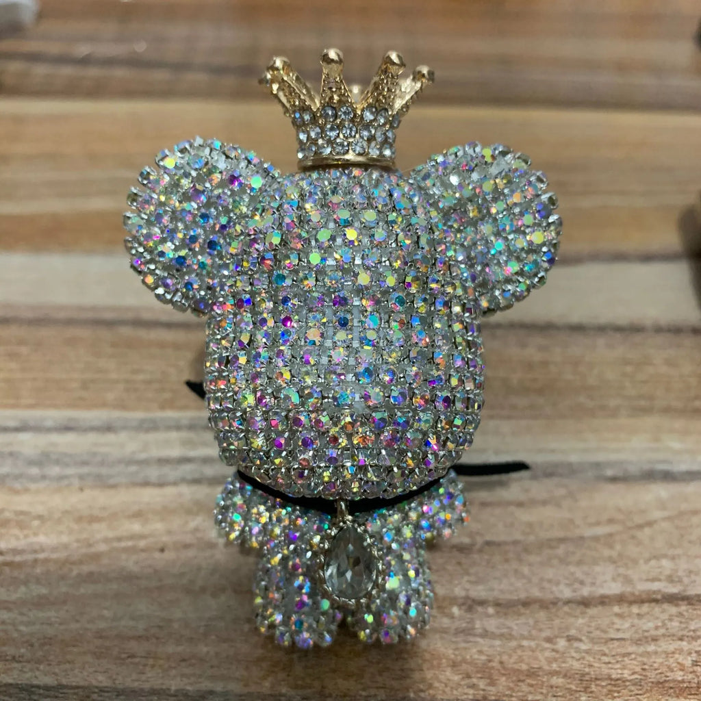 Creative rhinestone diamond-studded teddy bear perfume clip for car air outlet, black colour