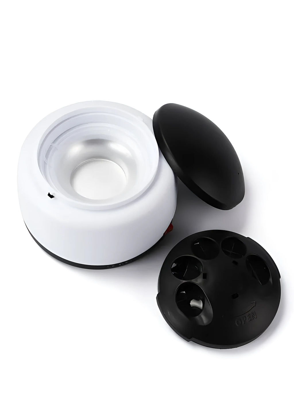 White electric steam nail polish remover machine on a flat surface measuring 16.5 x 16.5 x 11cm