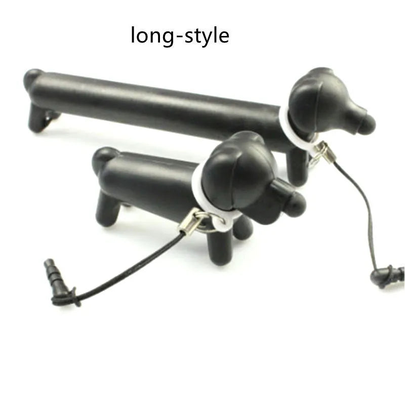 Black dog-shaped touch screen stylus with conductive body and phone holder function