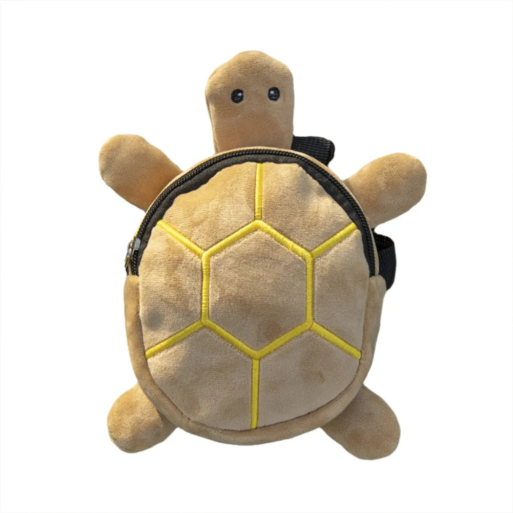 Cartoon turtle shape dog backpack harness vest in velvet with metal zipper