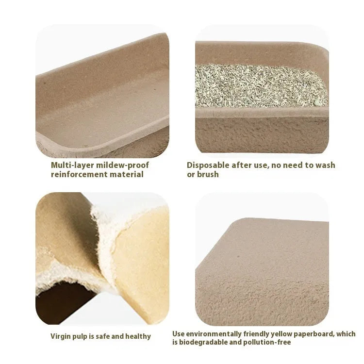 Brown disposable cat litter box with environmentally friendly degradable materials