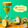 Plastic fruit hourglass timer desktop ornament in kiwi fruit style with sand running – handmade Chinese design
