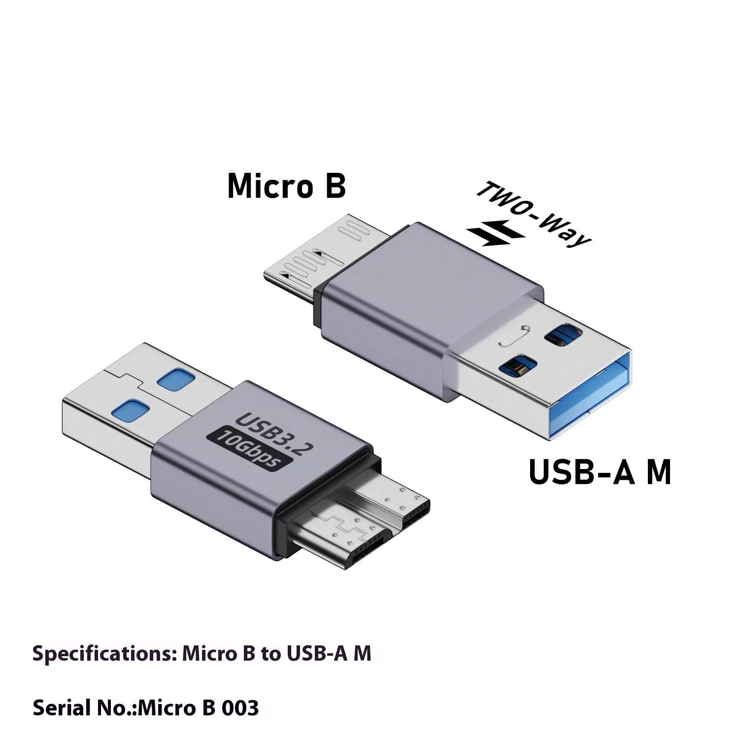 Micro B USB adapter converter showing Type-C and USB to Micro B connection options for data and charging