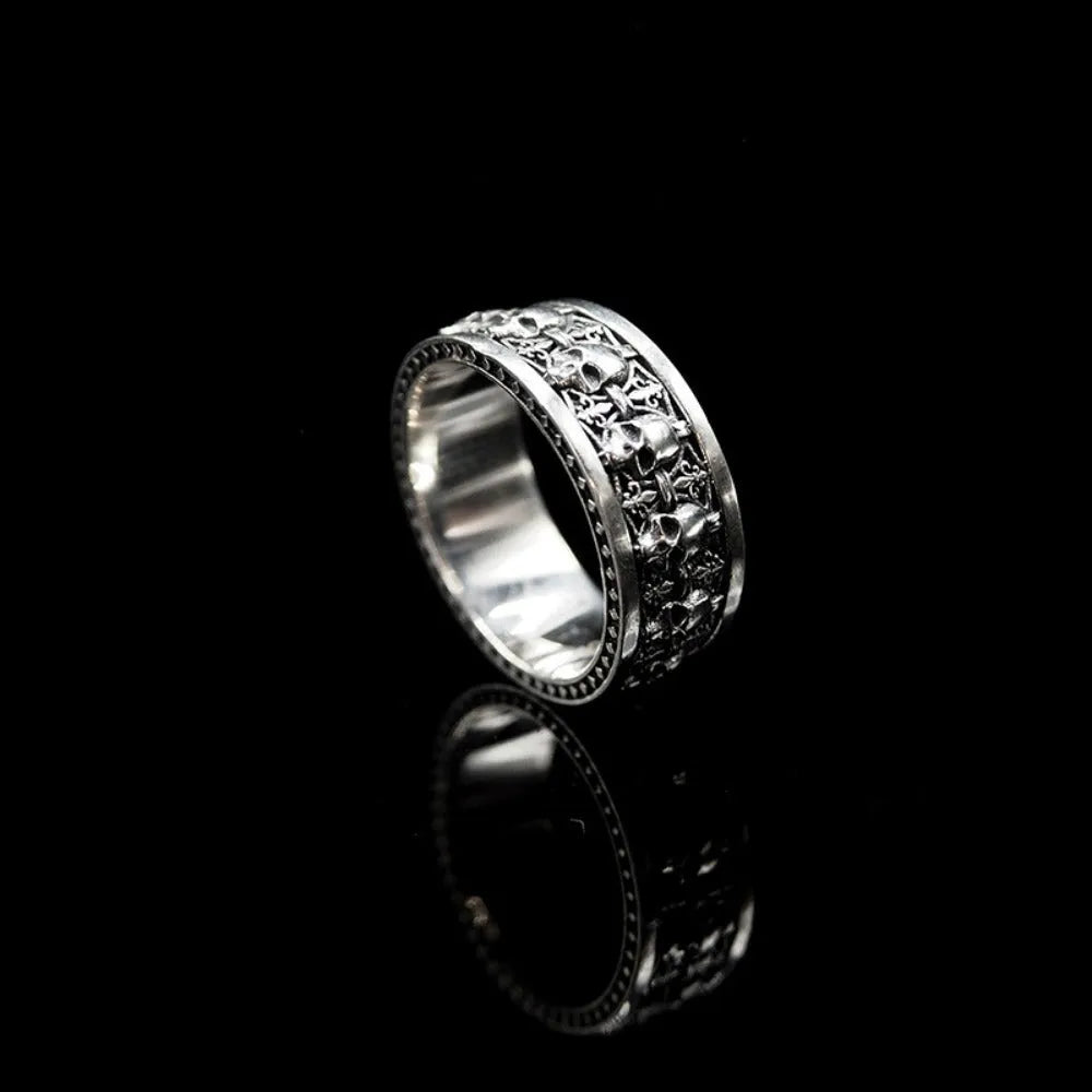 Gothic retro unisex alloy ring with geometric skull ornament in Skull 3style colour