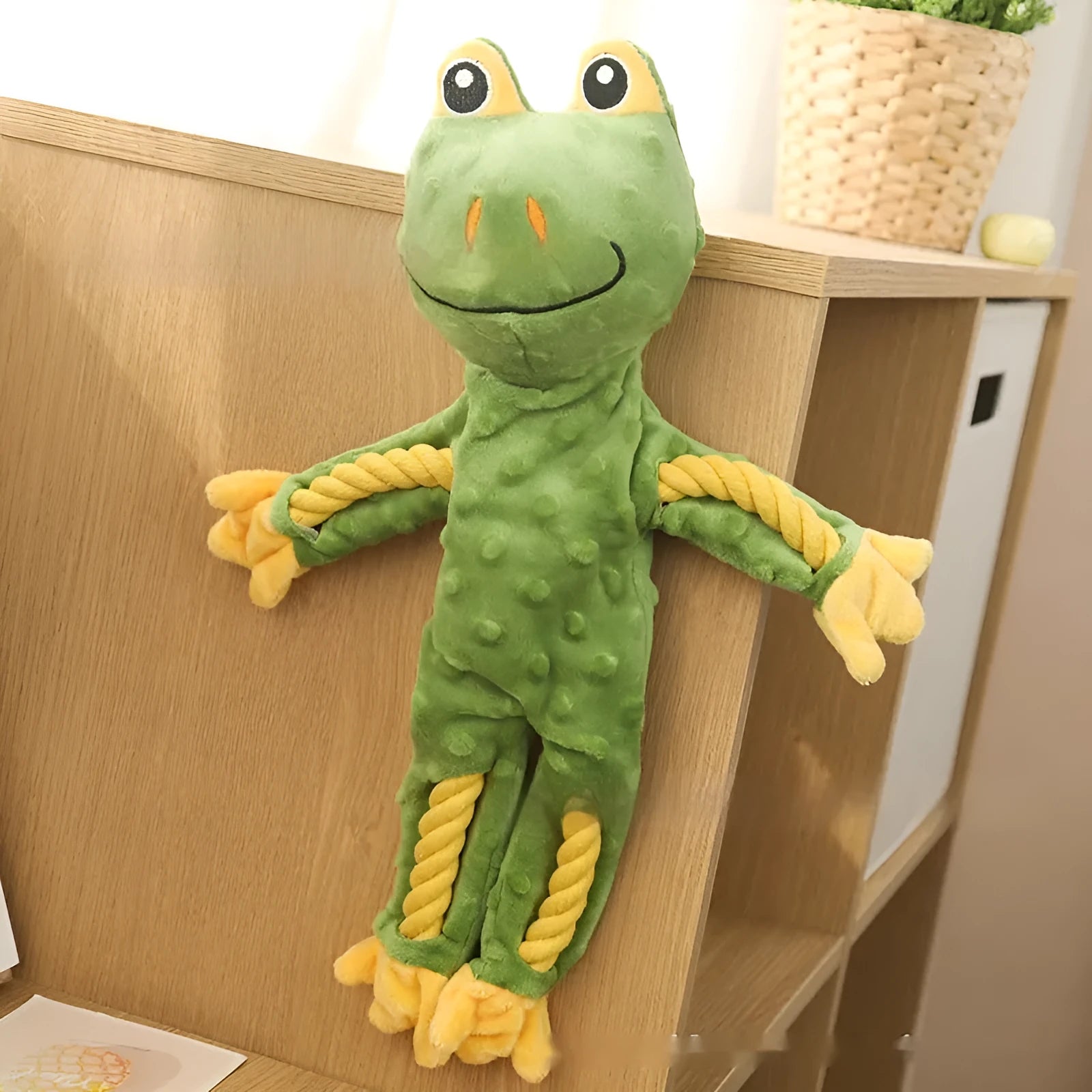 Dog molar teeth cleaning cotton rope plush toy with bubble frog colour option