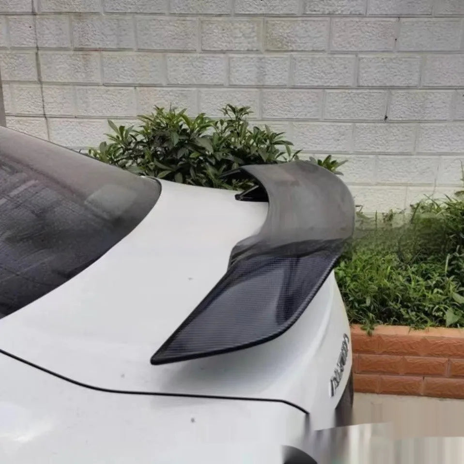 Universal adhesive-mount ABS car spoiler in bright black finish