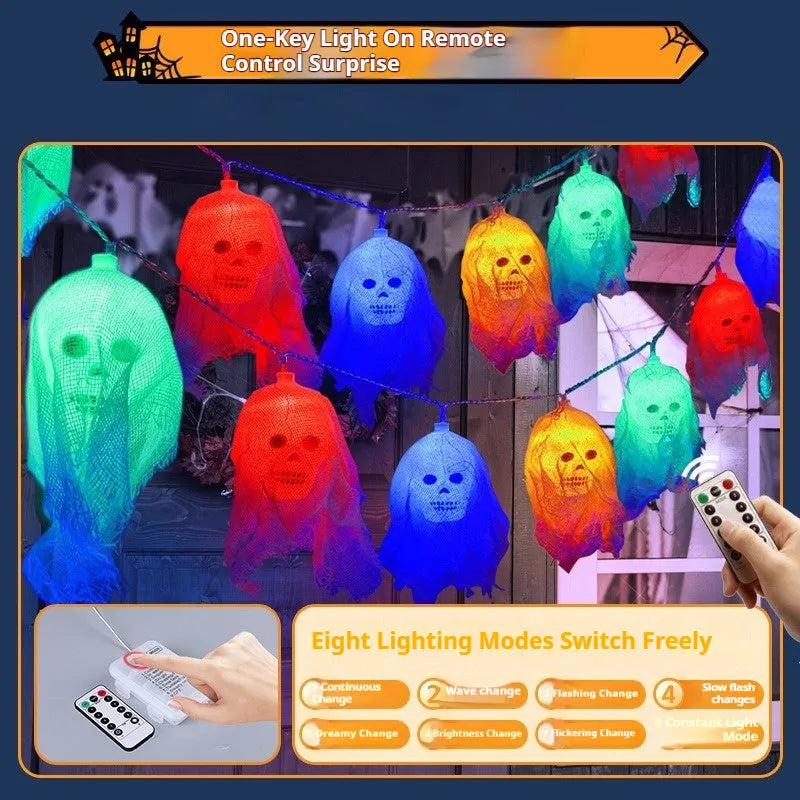 Halloween battery-powered LED coloured lights for indoor wall decoration with plastic shell