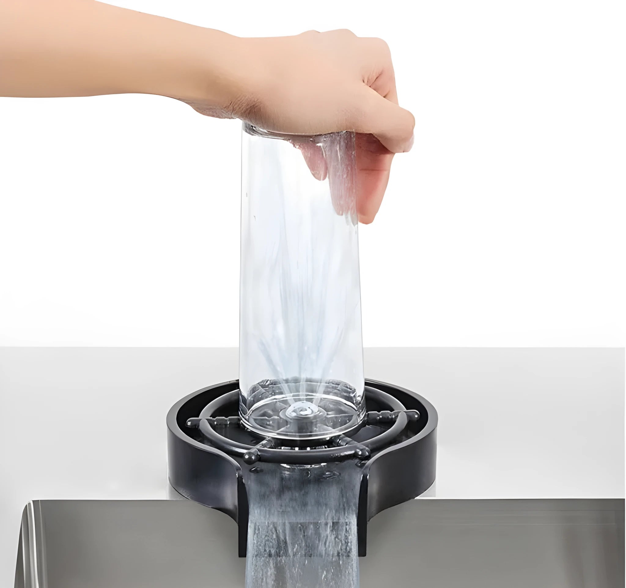 Black high pressure stainless steel automatic glass washer with ABS plastic base and copper hose
