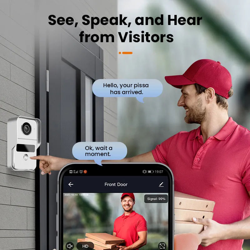 10-inch video intercom doorbell system with outdoor unit and 1080P HD camera for home security monitoring