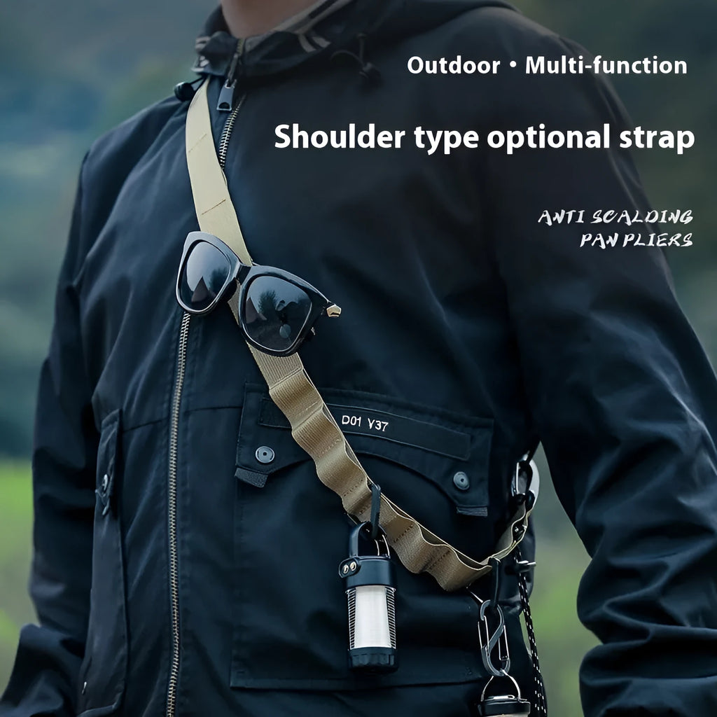 130cm outdoor hanging rope clothesline storage belt in black or khaki colour for camping and travel