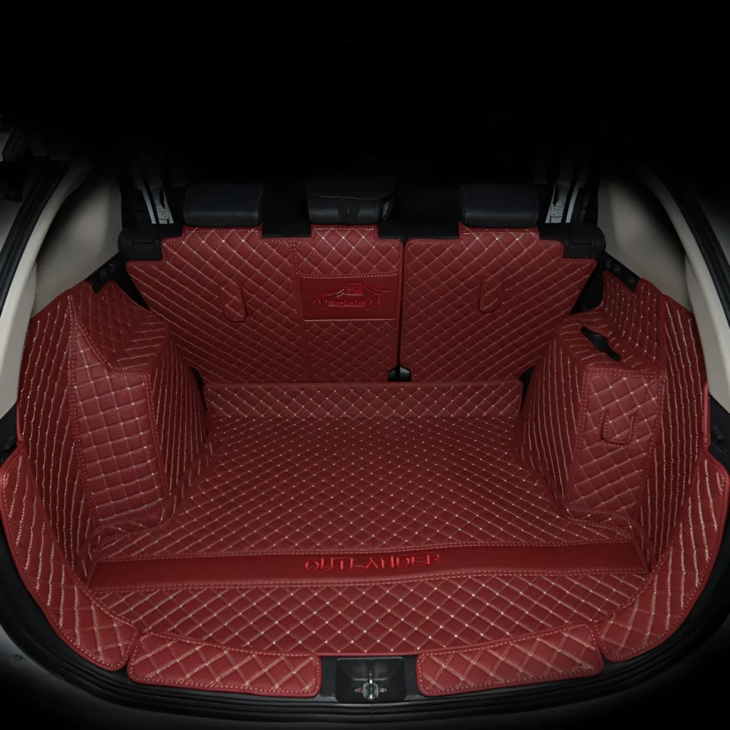 Custom TPE XPE boot mat for Mitsubishi Outlander, showing 3D edging and non-slip texture in a choice of colours.