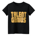 Black men's loose fit T-shirt with a white and grey geometric pattern print on the front.