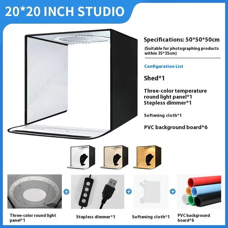 50cm studio light box with metal frame and reflective cloth for product photography