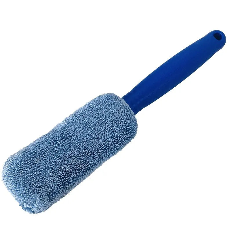 Microfiber car wash tire brush with long 29cm handle for cleaning alloy wheels and tyres