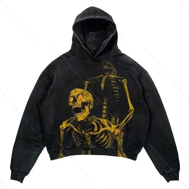 Women's gothic long sleeve hoodie with 3D printed pattern, loose fit, polyester fabric, eight colour options