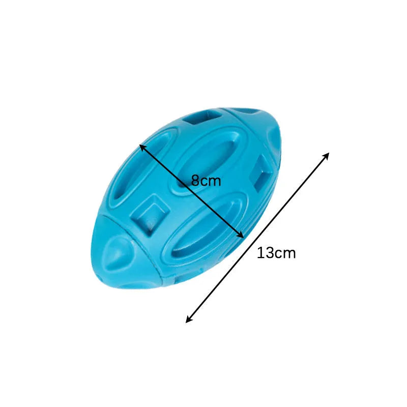 Natural rubber squeaky dog chew ball in blue, green or orange for medium large breeds