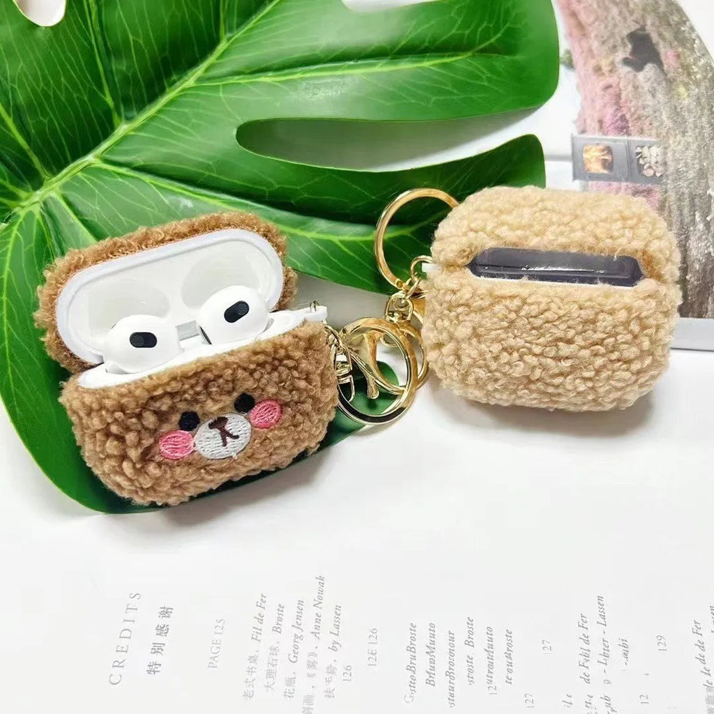 White TPU plush earphone cover for Airpods Pro 2 charging case, all-inclusive design