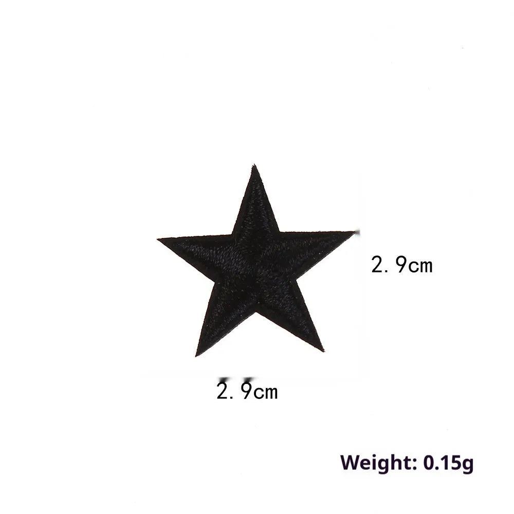 Colourful five-pointed star cloth embroidery stickers for DIY fabric decoration