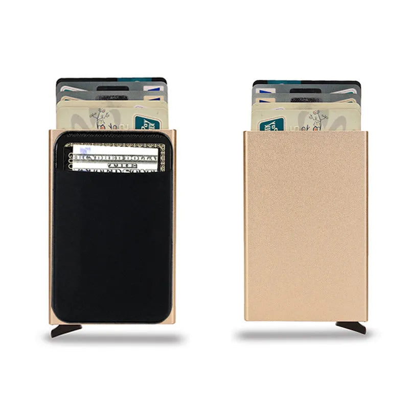 Aluminium alloy metal credit card holder with frosted finish in a choice of eight solid colours.