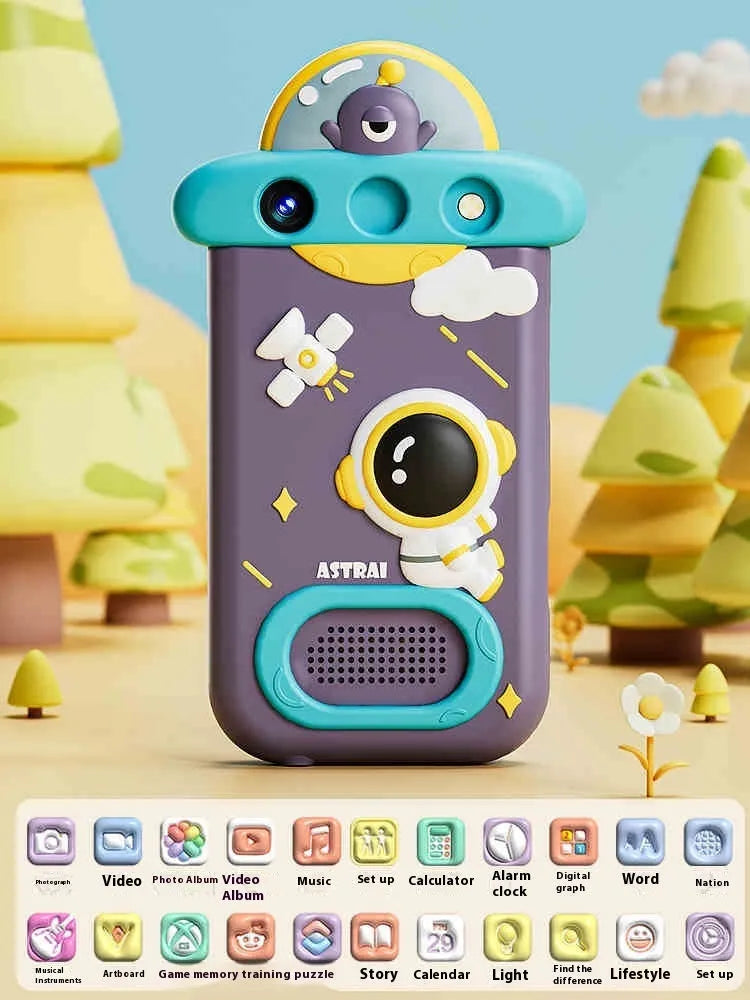 Children's toy simulation puzzle touch screen mobile phone with 4K flip large lens in cat style