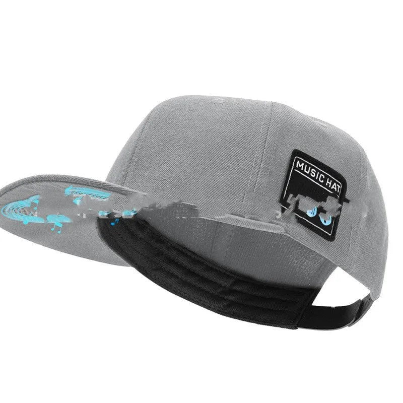 Wireless Bluetooth audio baseball cap in navy blue with built-in stereo headphones for music and calls