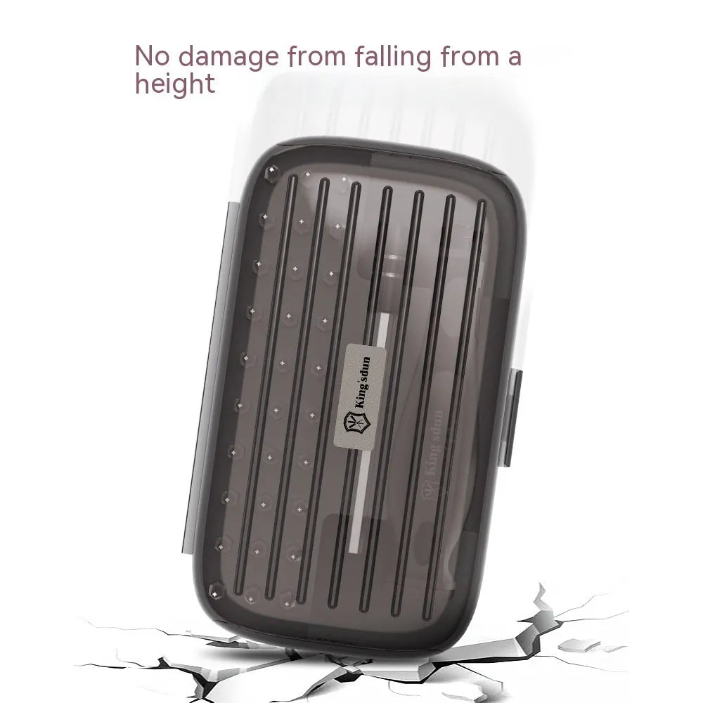 32-in-1 screwdriver set with 30 bits in a black plastic case, dimensions 130x75x37mm.