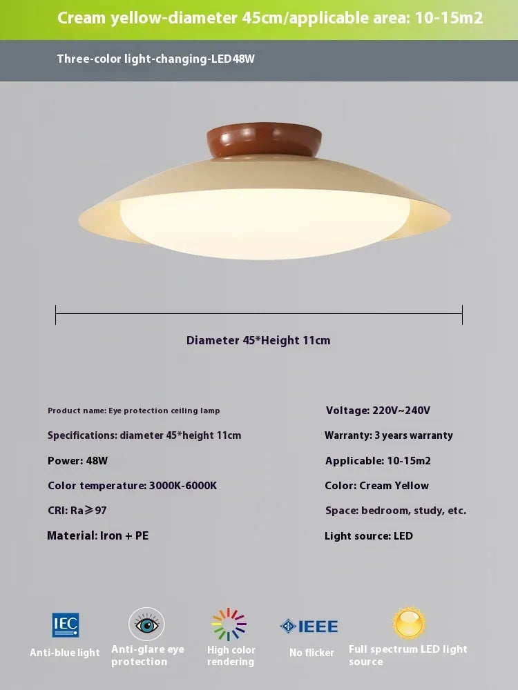 Modern flying saucer shaped ceiling lamp in cream style colours for bedroom