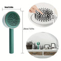 One-key self-cleaning hair brush with airbag cushion and round-head comb tips, 20x9cm, available in green pink and white