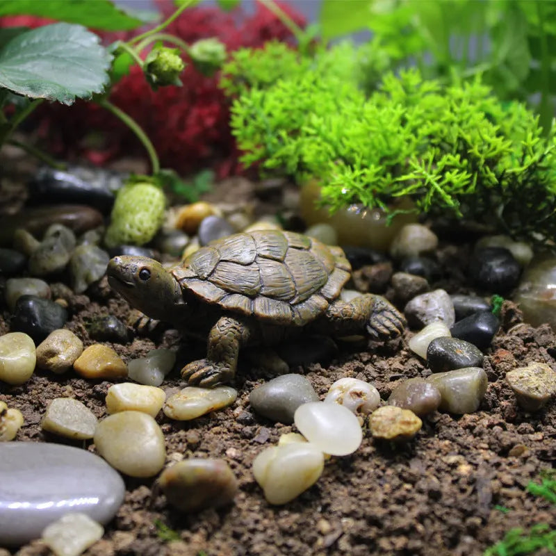 Realistic resin turtle garden ornament for micro landscape displays
