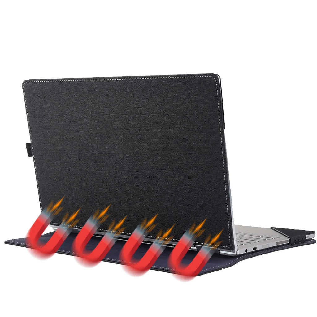 Black imitation leather protective sleeve for Microsoft Surface Laptop 6 showing creative Chinese design details