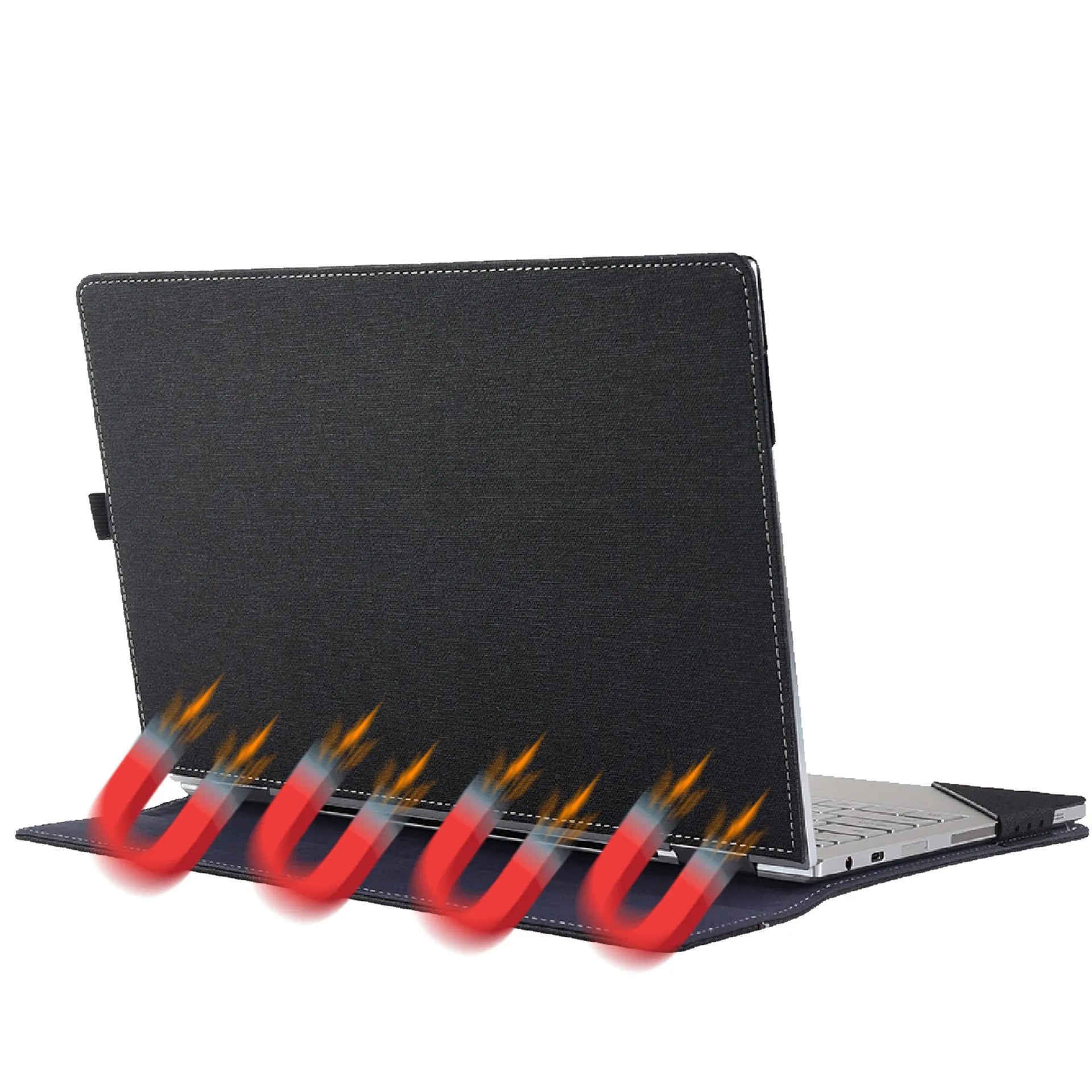 Black imitation leather protective sleeve for Microsoft Surface Laptop 6 showing creative Chinese design details
