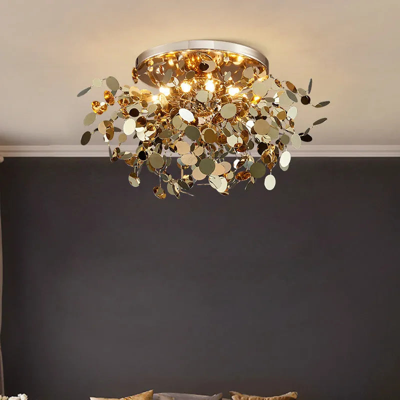 Stainless steel blade chandelier with eight G9 lights, model 8055C-8L, in D380 H450 size, for living room lighting