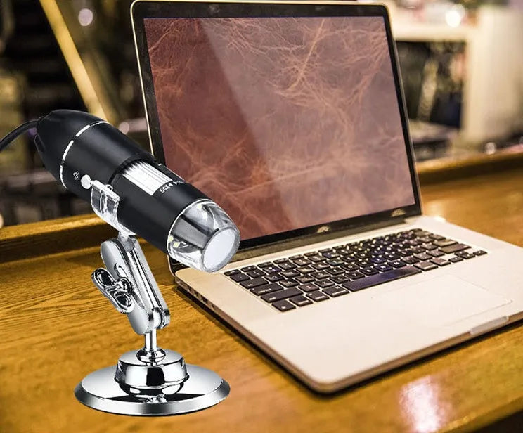 3-in-1 USB digital microscope with universal bracket, 1600X magnification, adjustable LED lights