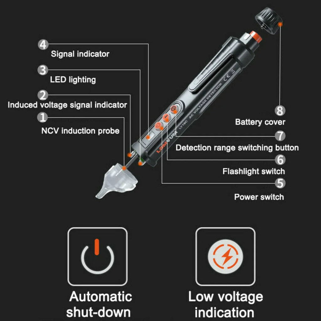 Intelligent Checkpoint test pencil black non-contact AC voltage detector with sensor tip