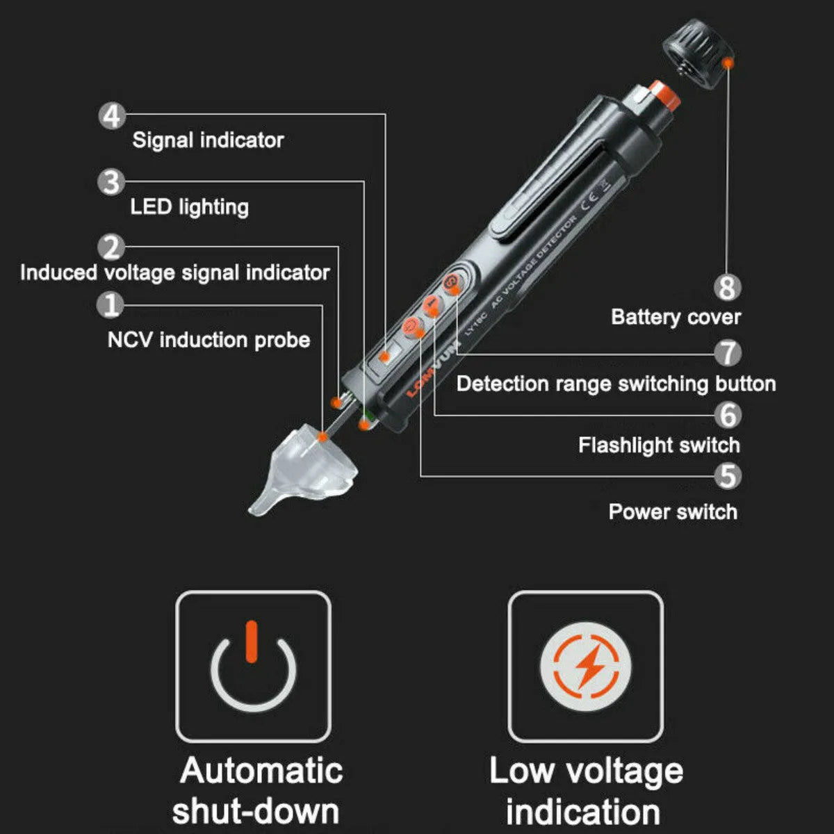 Intelligent Checkpoint test pencil black non-contact AC voltage detector with sensor tip