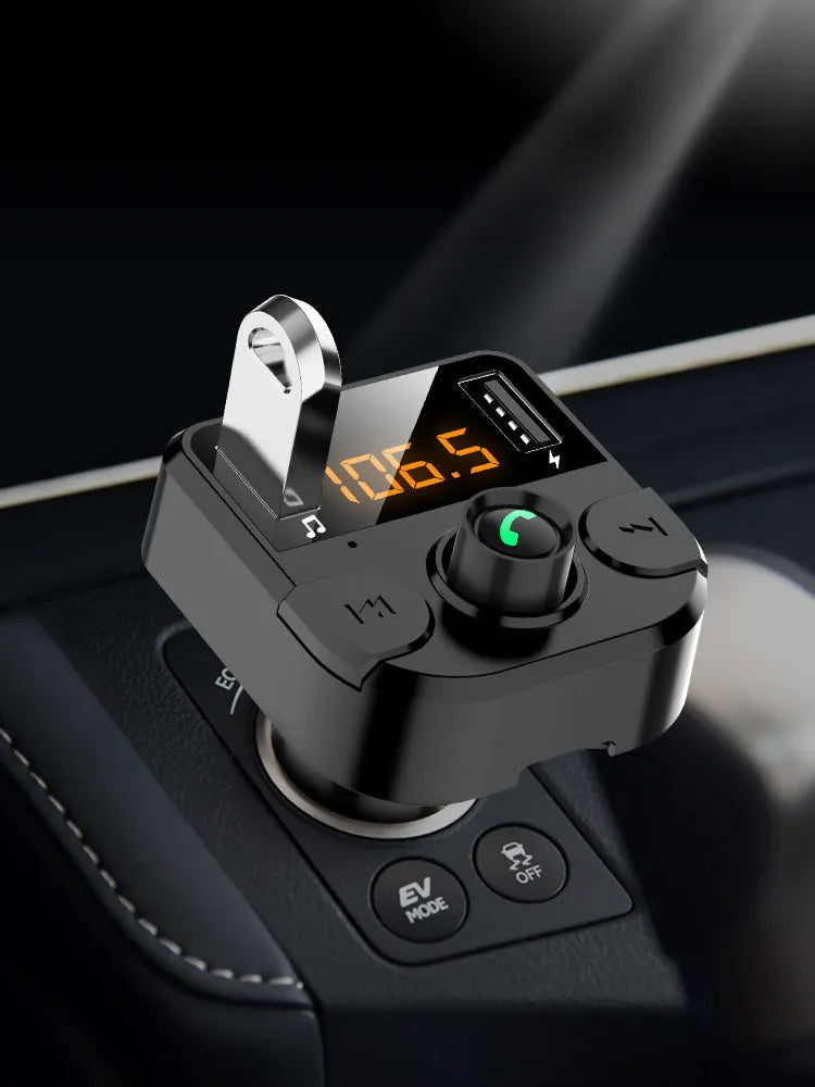 BT36B black car MP3 Bluetooth player with 1.1-inch display and cigarette lighter plug