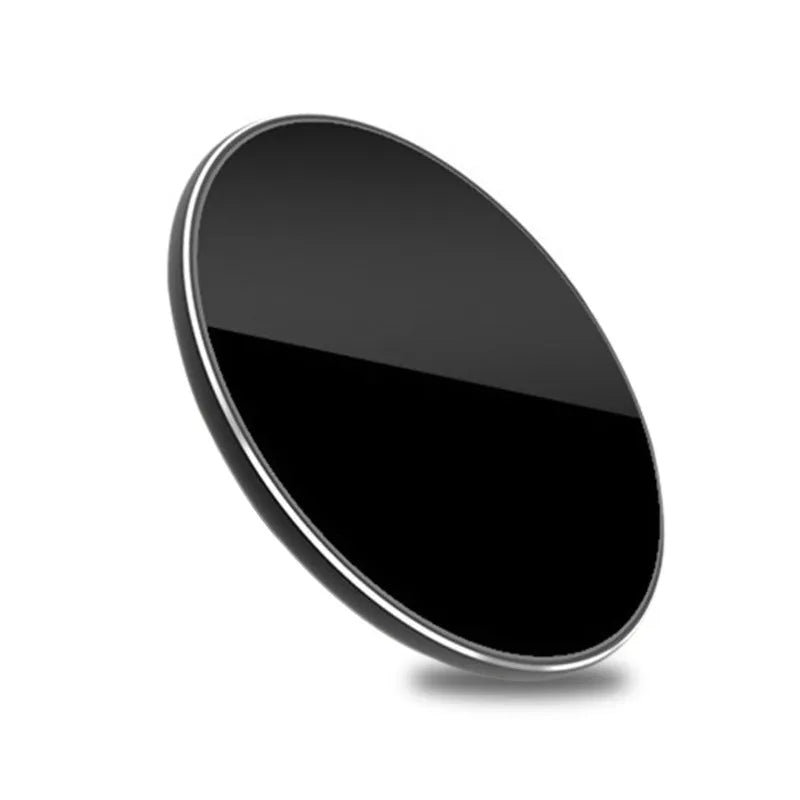Ultra-thin aluminium alloy wireless charger in metallic finish with LED indicator light