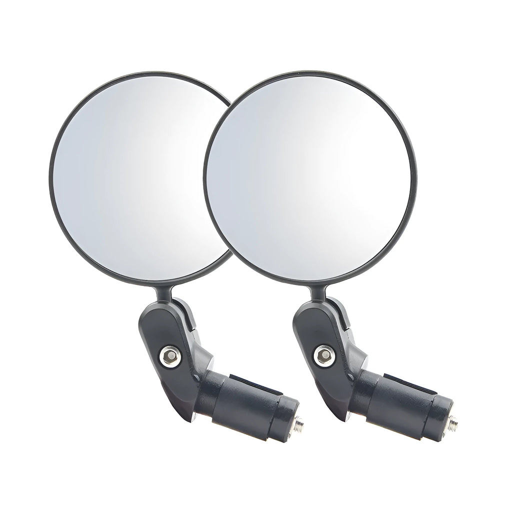Black foldable convex rearview mirror with a 7cm diameter head on a 14cm arm against a white background.