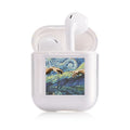 Transparent plastic AirPods protective cover showing colour style variations