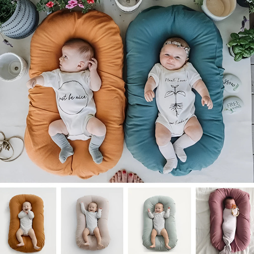 Portable baby nest crib with 75x45cm dimensions in cotton with PP filler