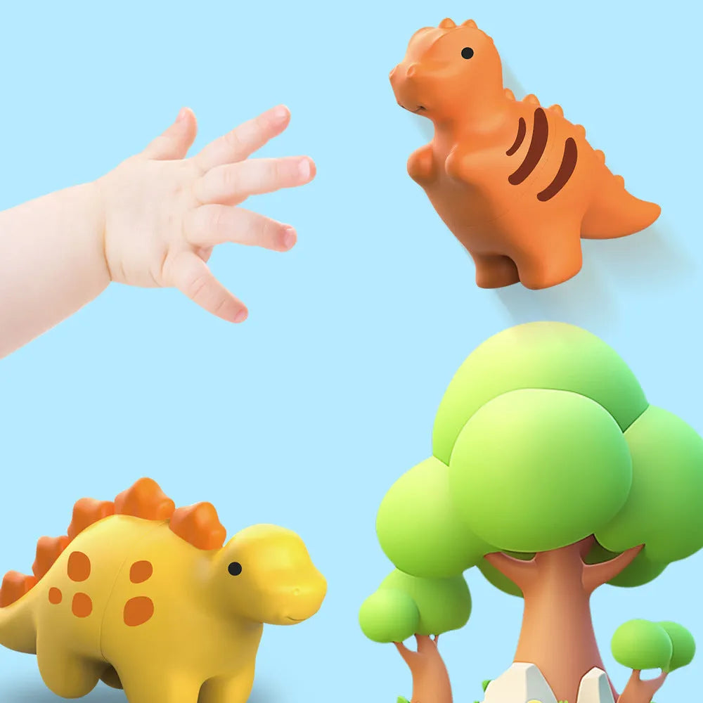 Children's early education dinosaur matching toy set with 10 vinyl pieces in a portable barrel