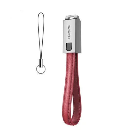 20cm leather iPhone lightning charging cable in black, brown and red colours with zinc alloy connectors