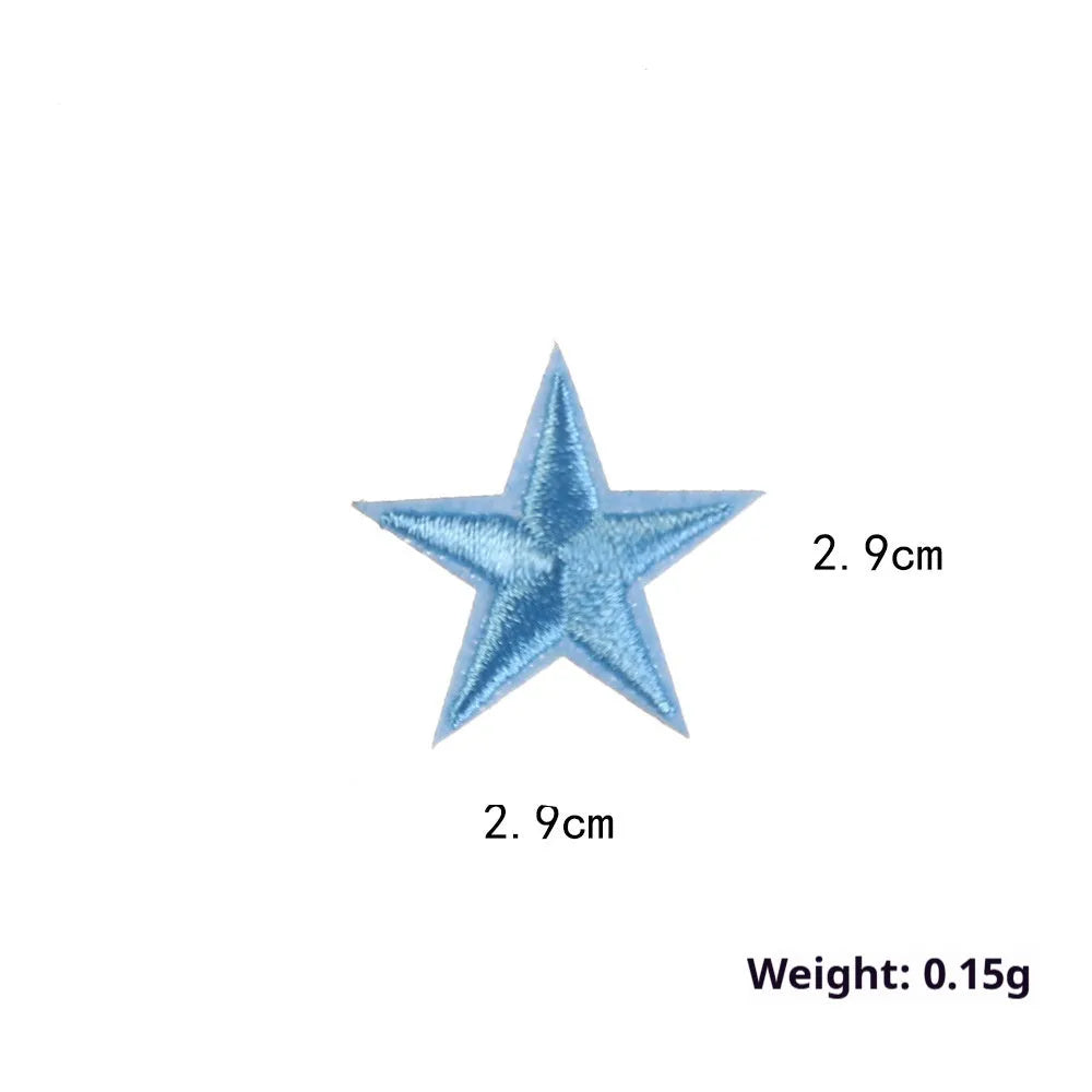 Colourful five-pointed star cloth embroidery stickers for DIY fabric decoration
