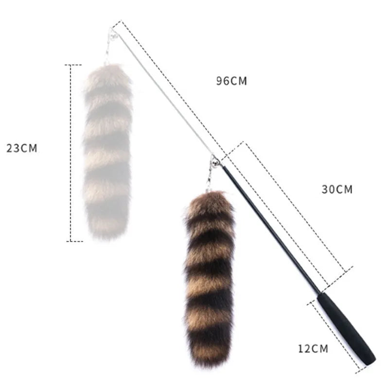 Black cat toy wand with elastic string measuring 42 metres for interactive feline play