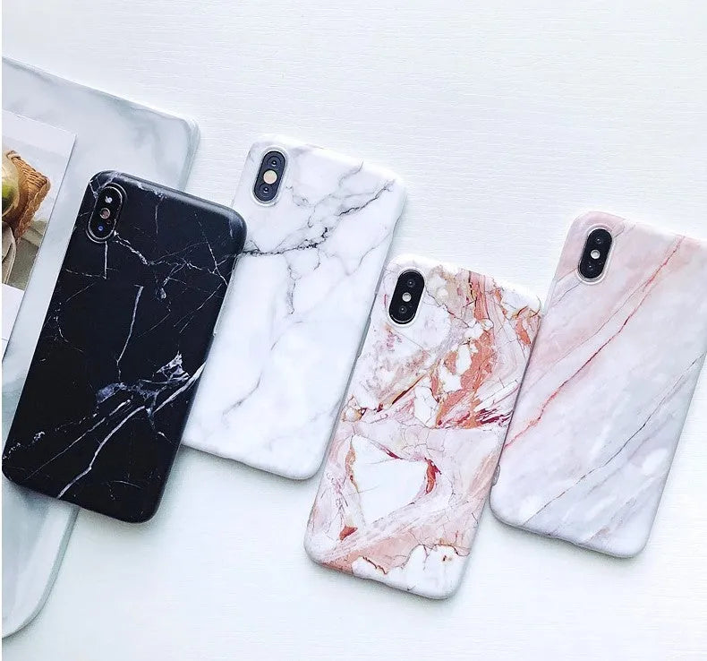 White marble silicone back cover for iPhone 7 Plus with cutouts for camera and charging port